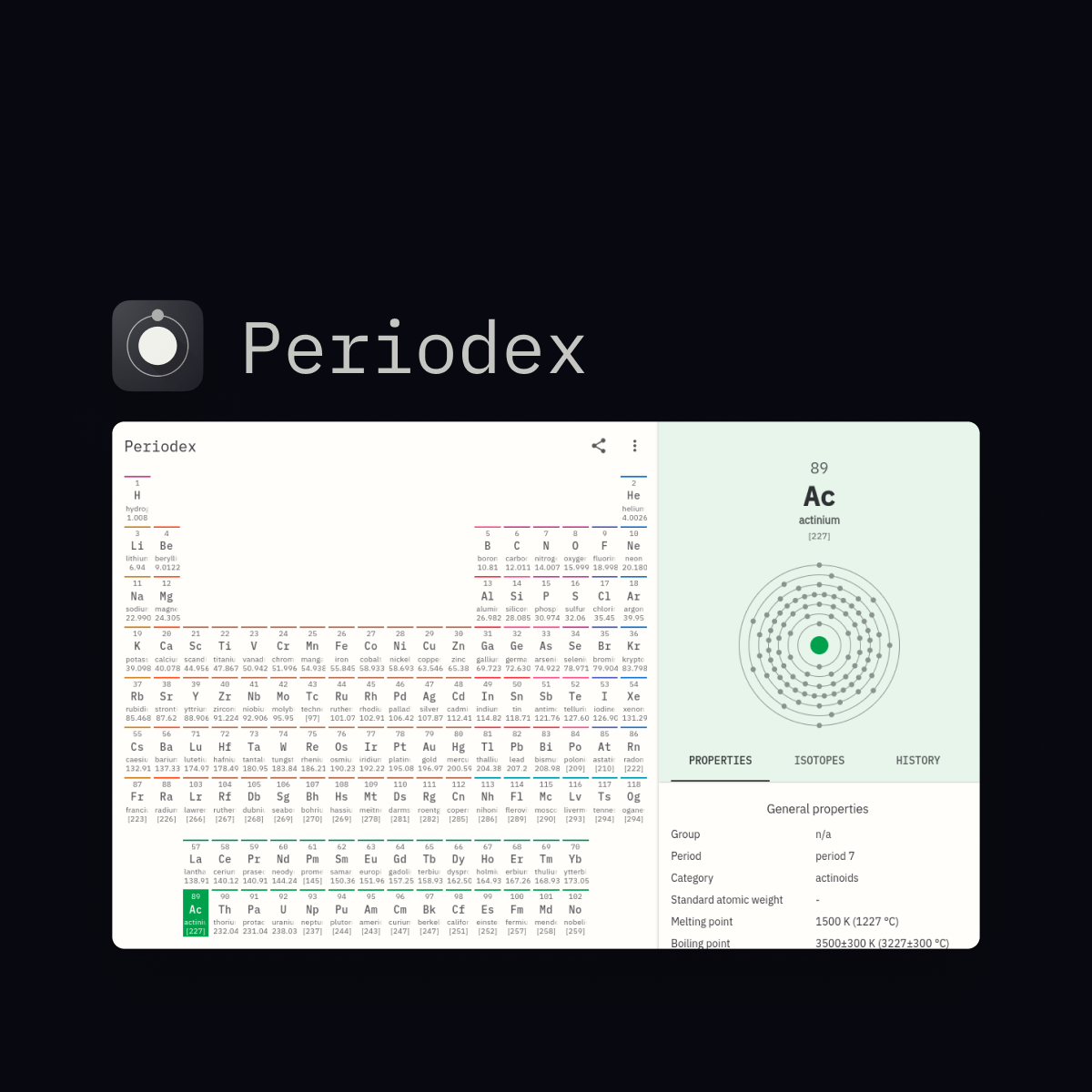 Periodex - Elegant periodic table of elements